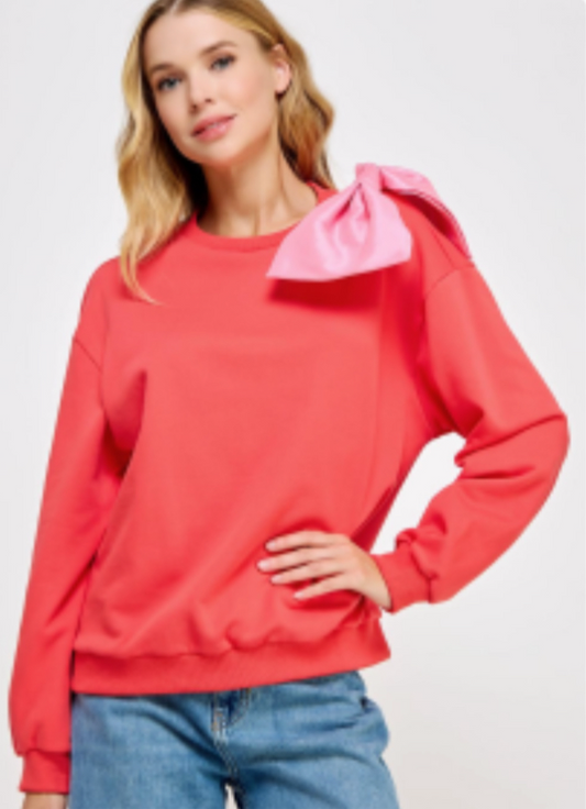 Shoulder Bow Sweatshirt