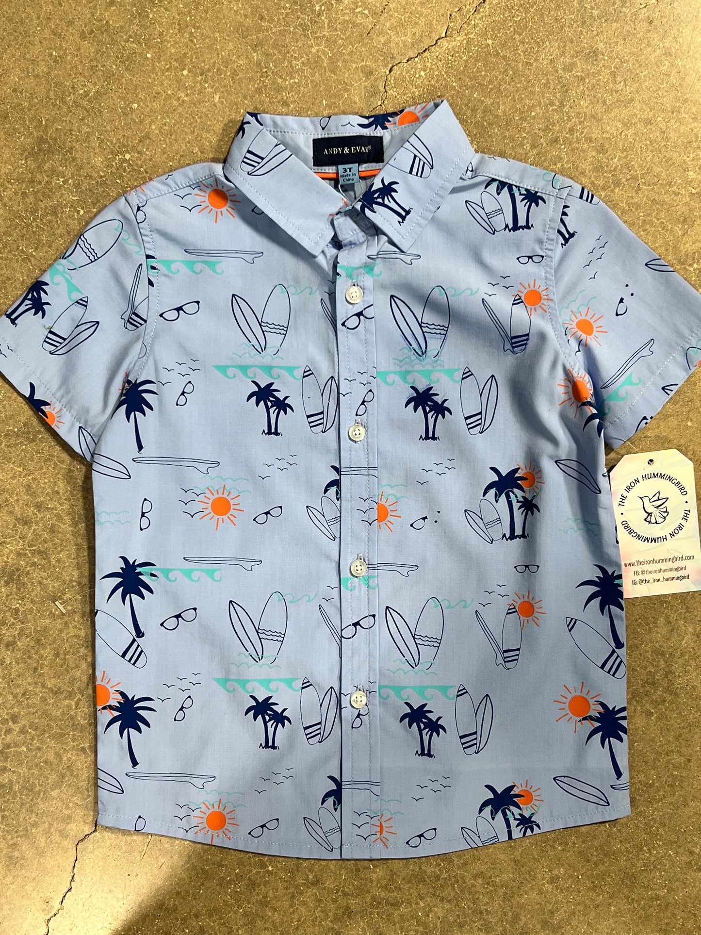 Palms & Surf Board - Collard/Button Up Set