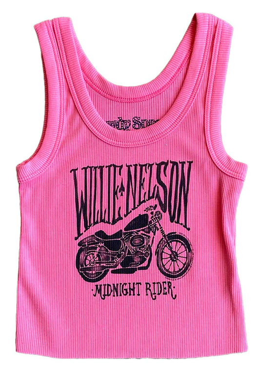 Willie Nelson - Pink(not quite crop tank)