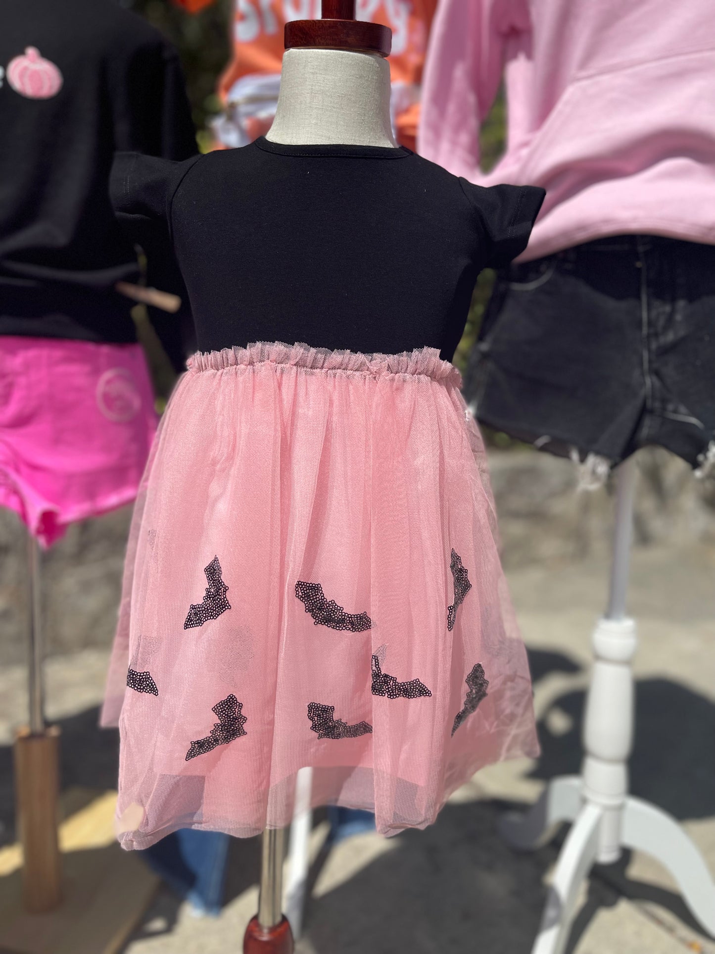 Bat Halloween Short Sleeve Tutu Dress