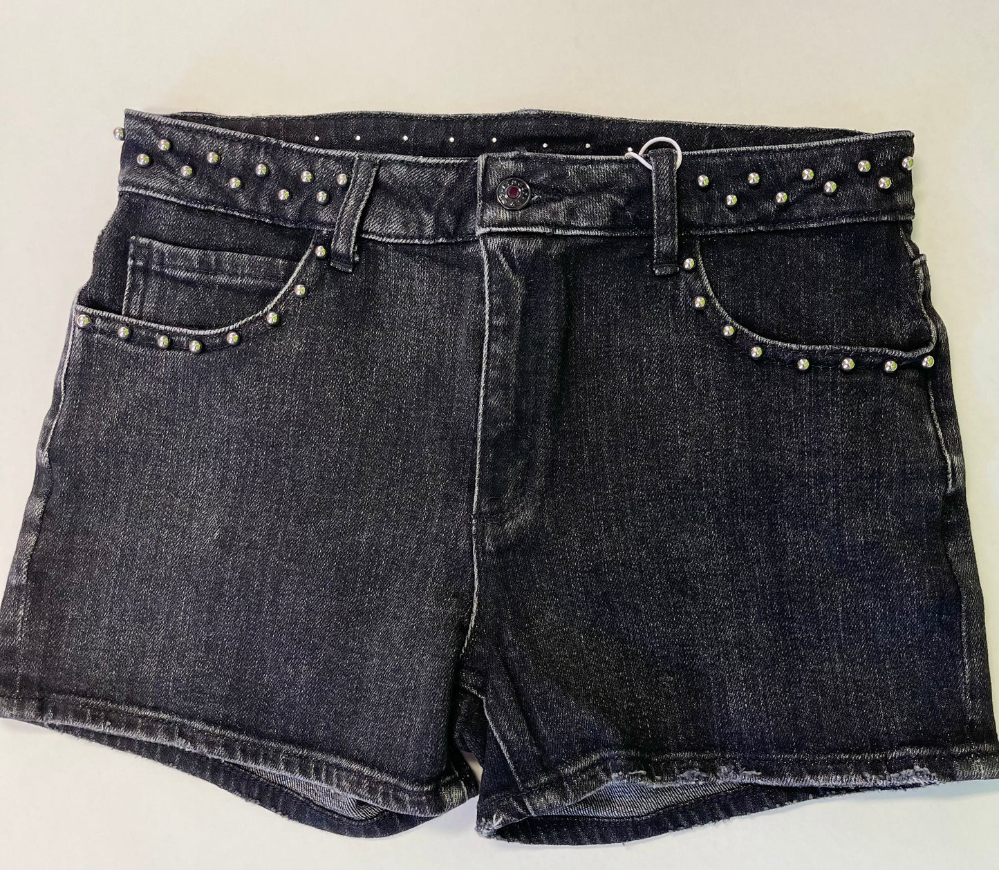 Black Studded Waistband High Rise Shorts