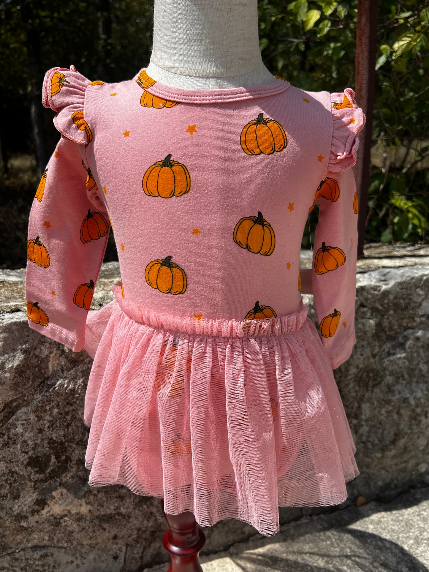 Pumpkin Blush Long Sleeve Tutu Bodysuit